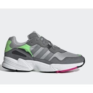 Adidas Yung 96 Running Shoes Men 7 Grey Shock Pink Suede Green